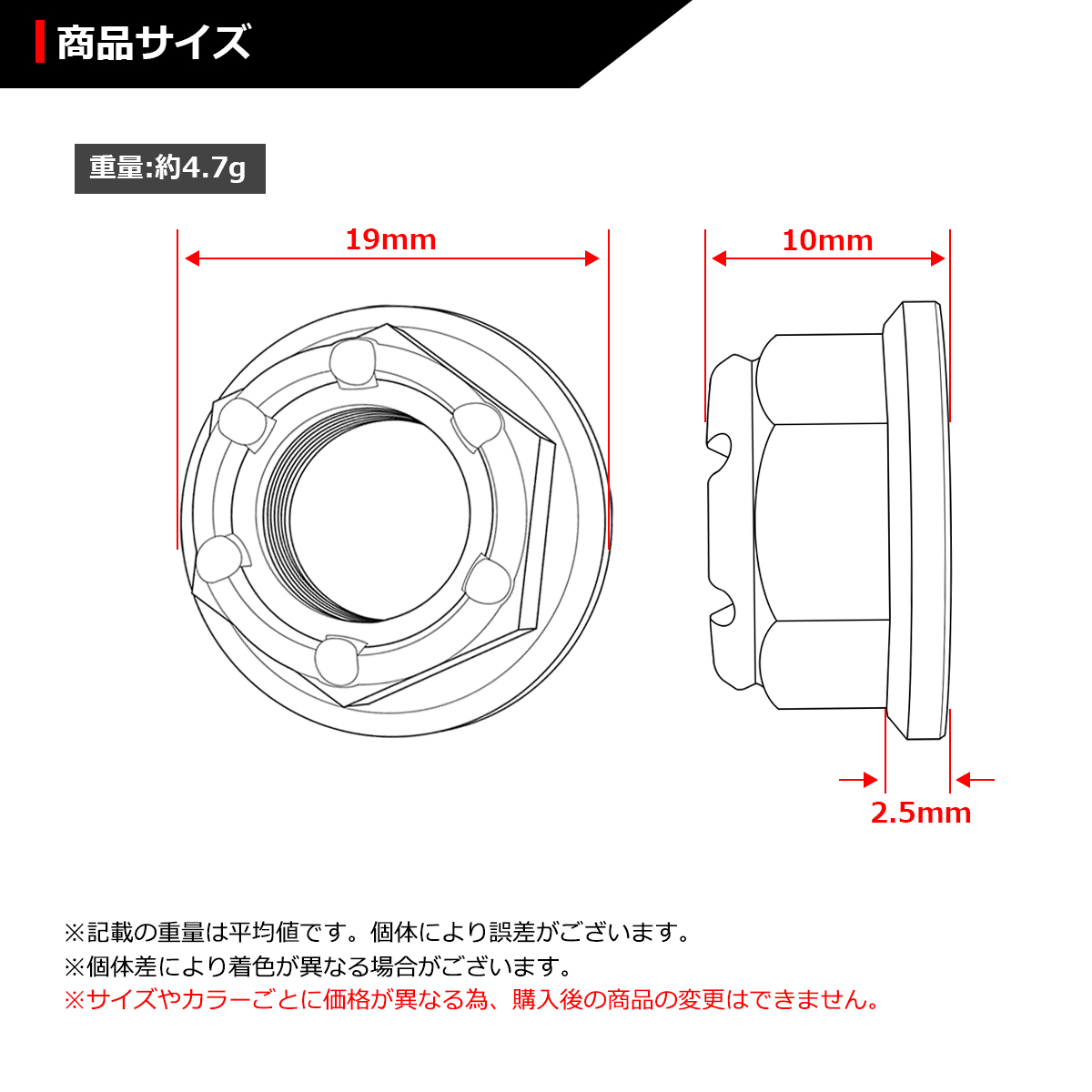 64チタンナット M10 P1.25 六角ナット フランジ付き ナイロンナット ゆるみ止め内蔵 シルバー 素地 1個 JA527 | ブランド登録なし | 01