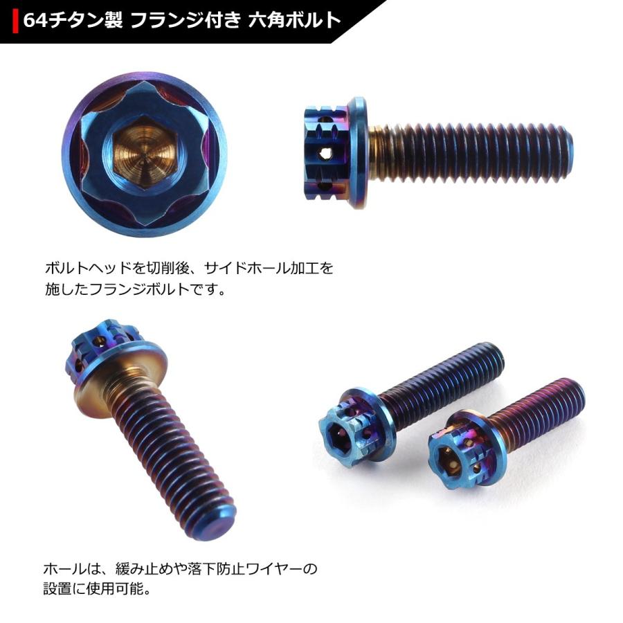 64チタンボルト M6×20mm P1.0 ヘキサゴン ホールヘッド 六角ボルト フランジ付き 六角穴付き 焼きチタンカラー 1個 JA541 | ブランド登録なし | 02