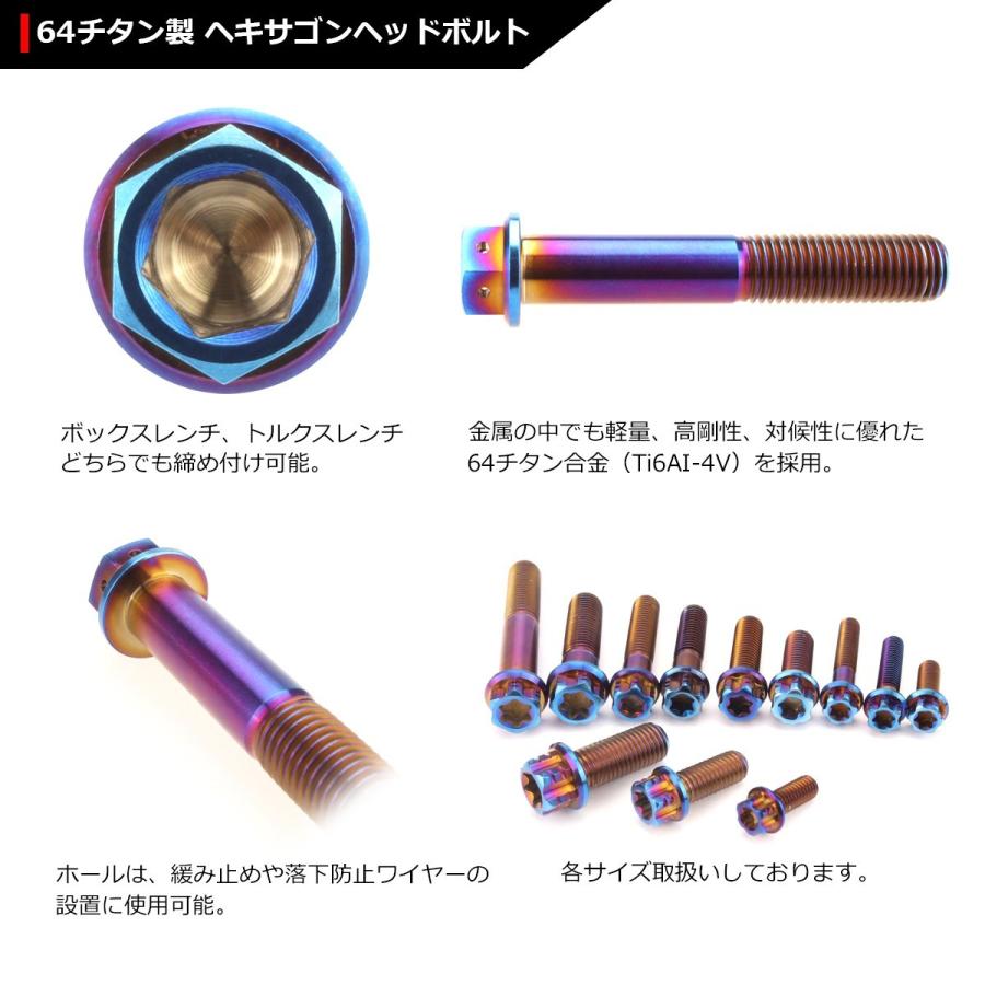 64チタンボルト M10×60mm P1.25 ヘキサゴン ホールヘッド 六角ボルト フランジ付き 六角穴付き 焼きチタンカラー 1個 JA554 | ブランド登録なし | 02