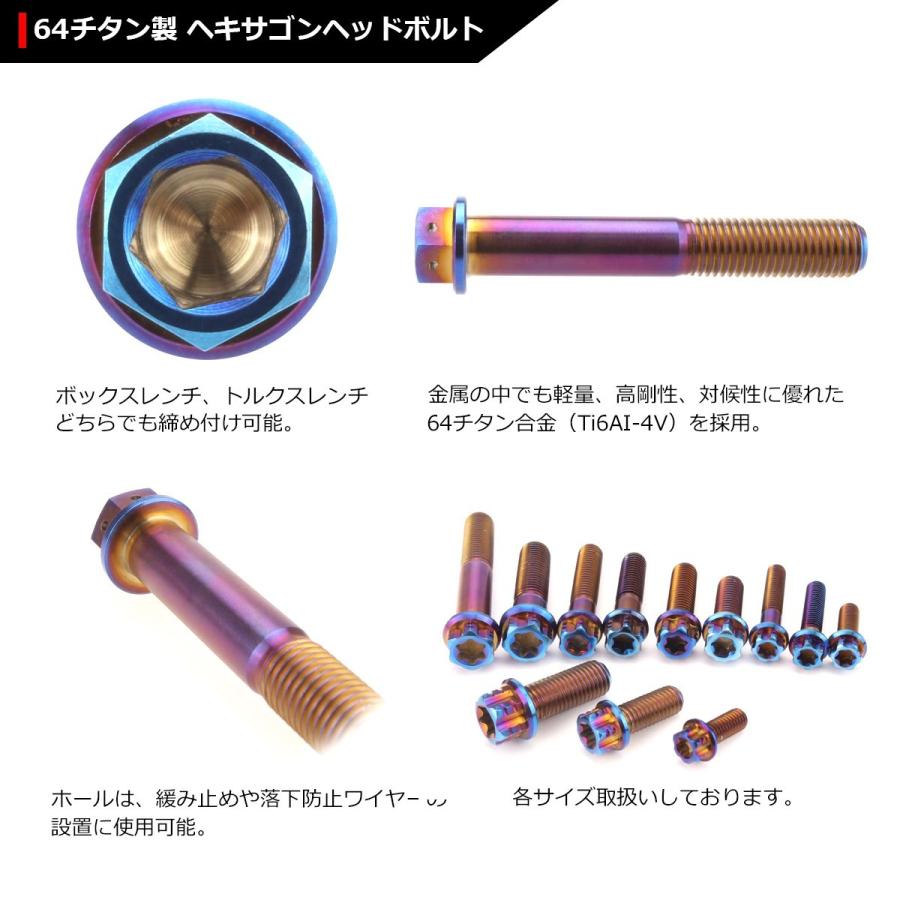 64チタンボルト M10×65mm P1.25 ヘキサゴン ホールヘッド 六角ボルト フランジ付き 六角穴付き 焼きチタンカラー 1個 JA555 | ブランド登録なし | 02