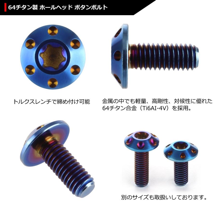 64チタンボルト M6×15mm P1.0 頭部径14mm テーパー ホールヘッド トルクス穴 ワイドフランジ 焼きチタンカラー 1個 JA560 | ブランド登録なし | 02