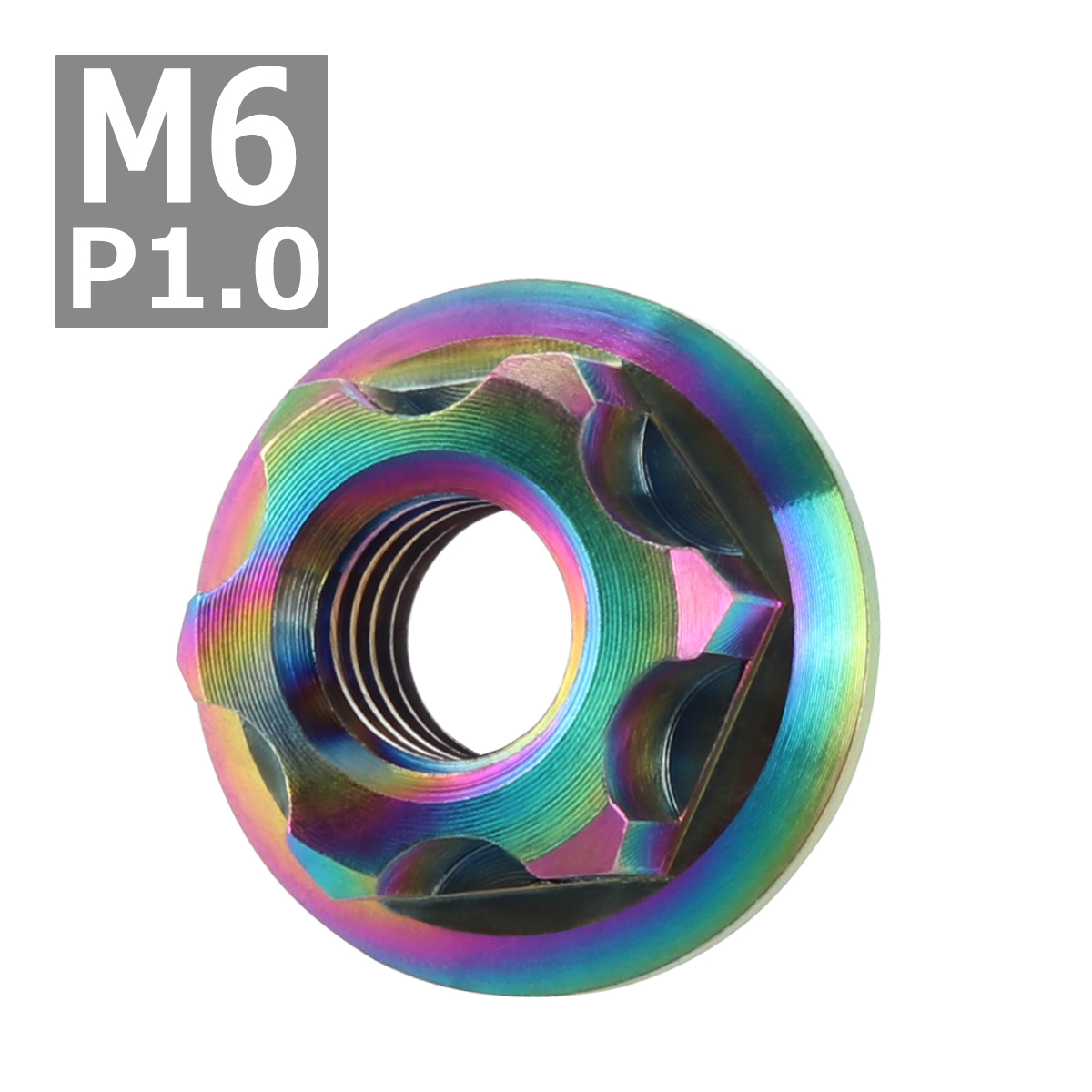 64チタンナット M6 P1.0 六角ナット デザインナット フランジ付き 焼きチタンカラー ライトカラー 1個 JA566 | ブランド登録なし | 03