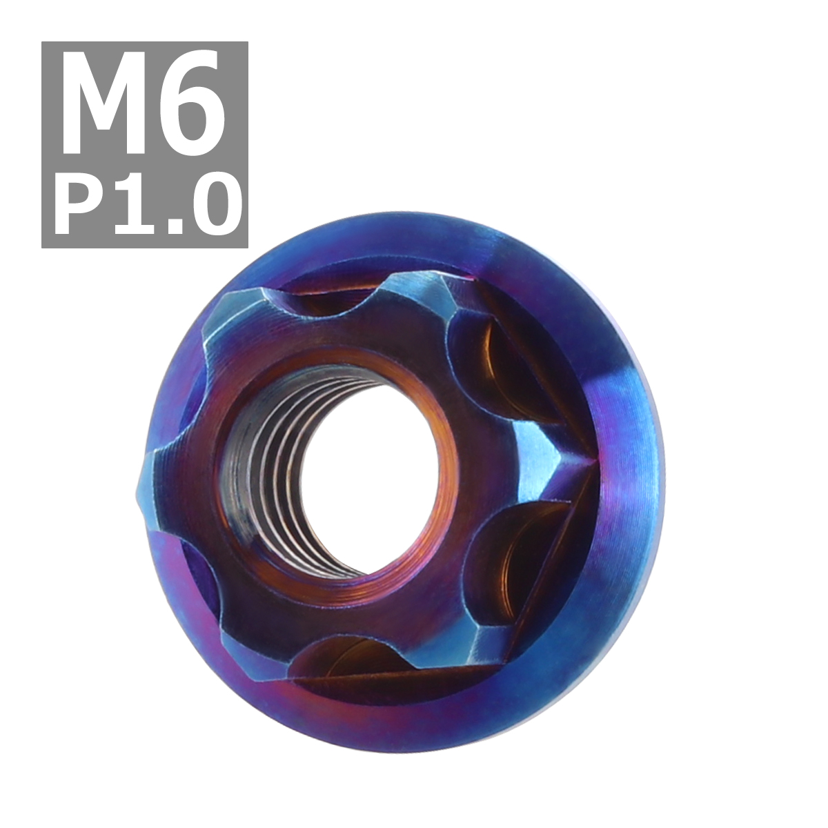64チタンナット M6 P1.0 六角ナット デザインナット フランジ付き 焼きチタンカラー ダークカラー 1個 JA567 | ブランド登録なし | 03