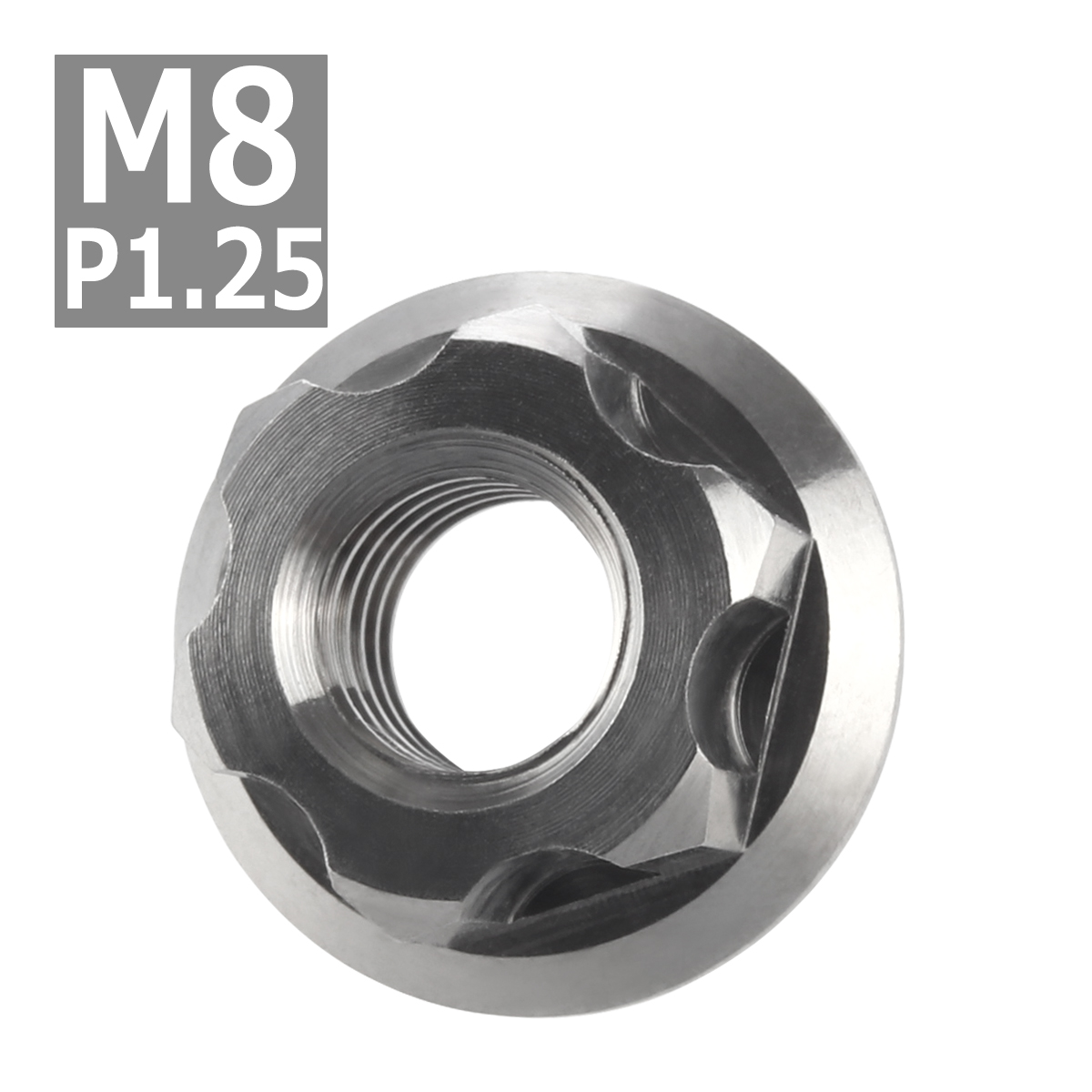 64チタンナット M8 P1.25 六角ナット デザインナット フランジ付き シルバーカラー 素地 1個 JA568 | ブランド登録なし | 03