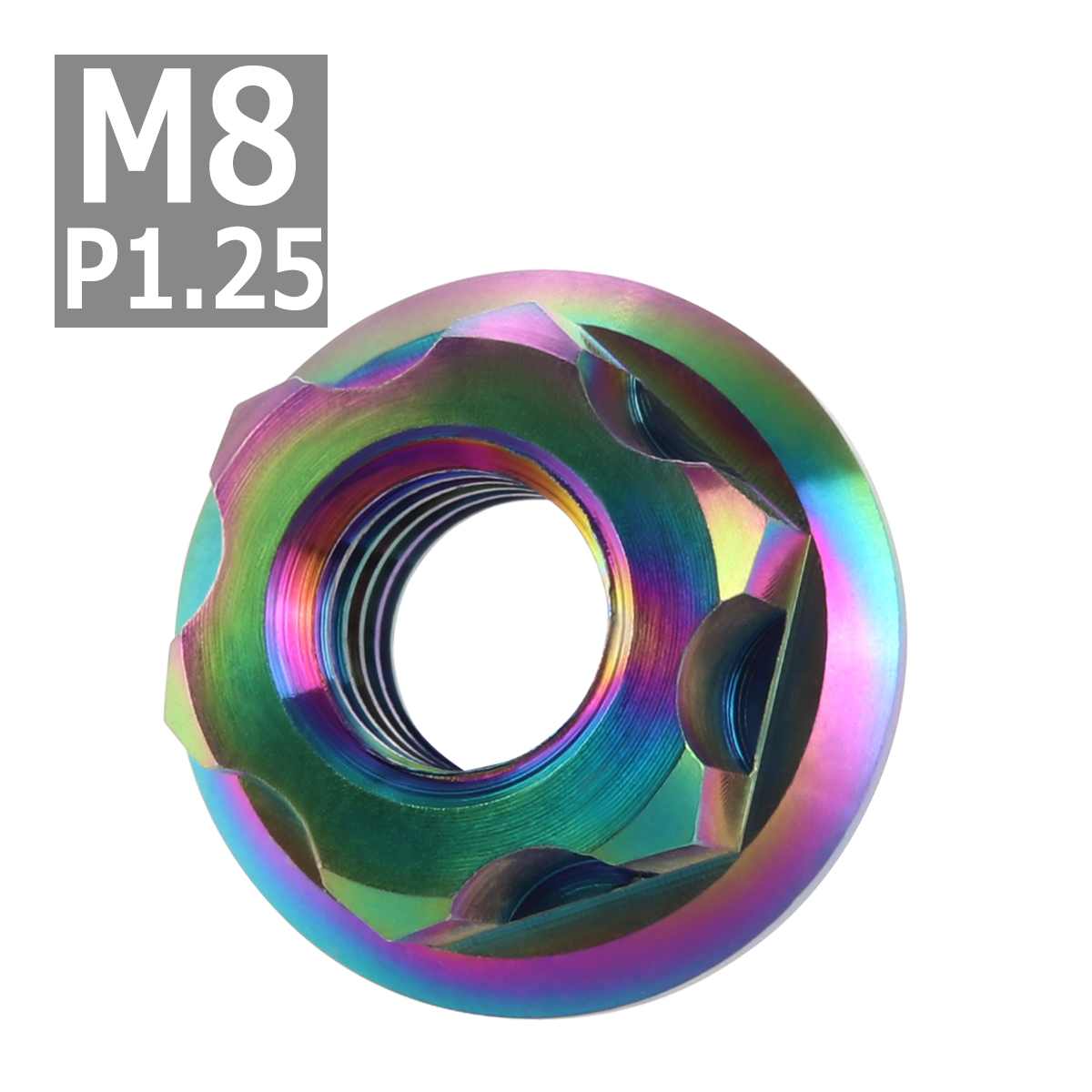 64チタンナット M8 P1.25 六角ナット デザインナット フランジ付き 焼きチタンカラー ライトカラー 1個 JA569 | ブランド登録なし | 03