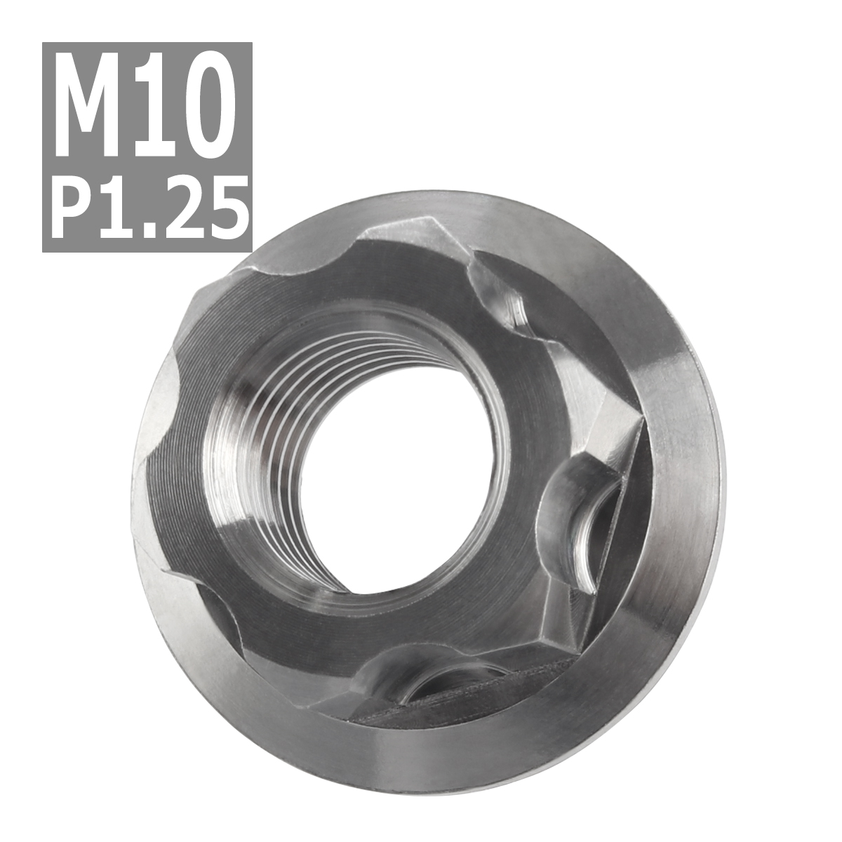 64チタンナット M10 P1.25 六角ナット デザインナット フランジ付き シルバーカラー 素地 1個 JA571 | ブランド登録なし | 03