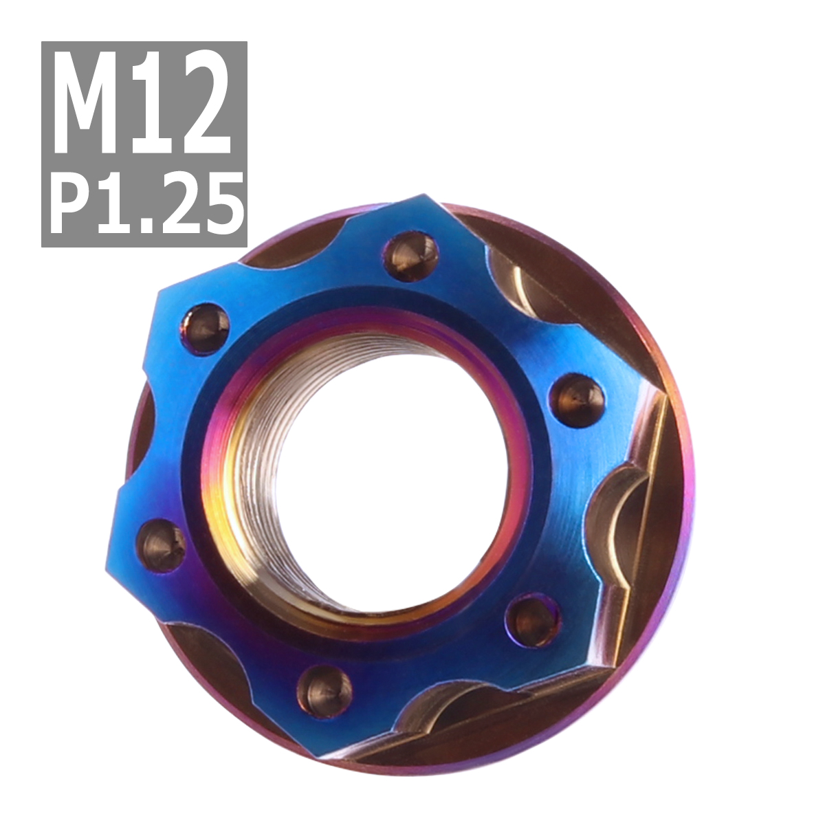 64チタンナット M12 P1.25 六角ナット フランジ付き セレート無し 焼きチタンカラー ダークカラー 1個 JA578 | ブランド登録なし | 03