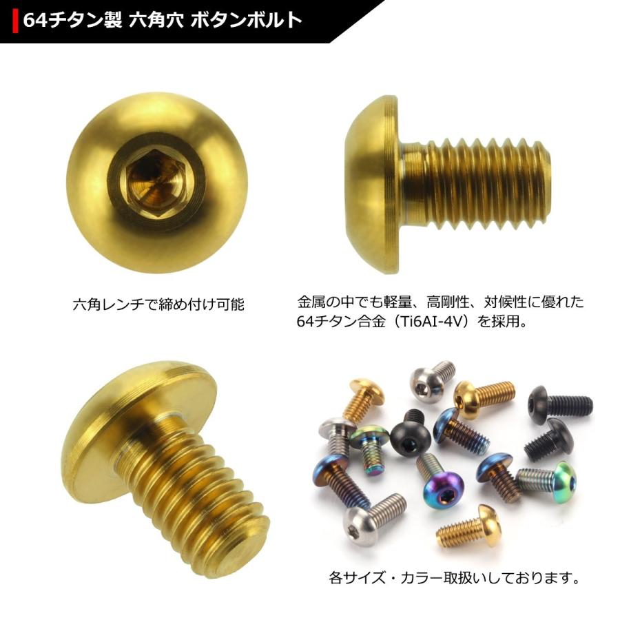 64チタンボルト M5×8mm P0.8 トラスヘッド 六角穴付き ゴールドカラー 1個 JA582 | ブランド登録なし | 02