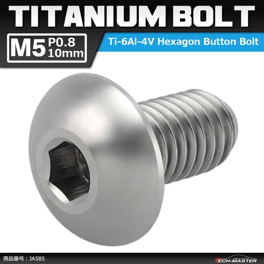 64チタンボルト M5×10mm P0.8 トラスヘッド 六角穴付き シルバーカラー 素地 1個 JA585 | ブランド登録なし