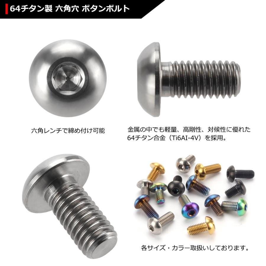 64チタンボルト M5×10mm P0.8 トラスヘッド 六角穴付き シルバーカラー 素地 1個 JA585 | ブランド登録なし | 02