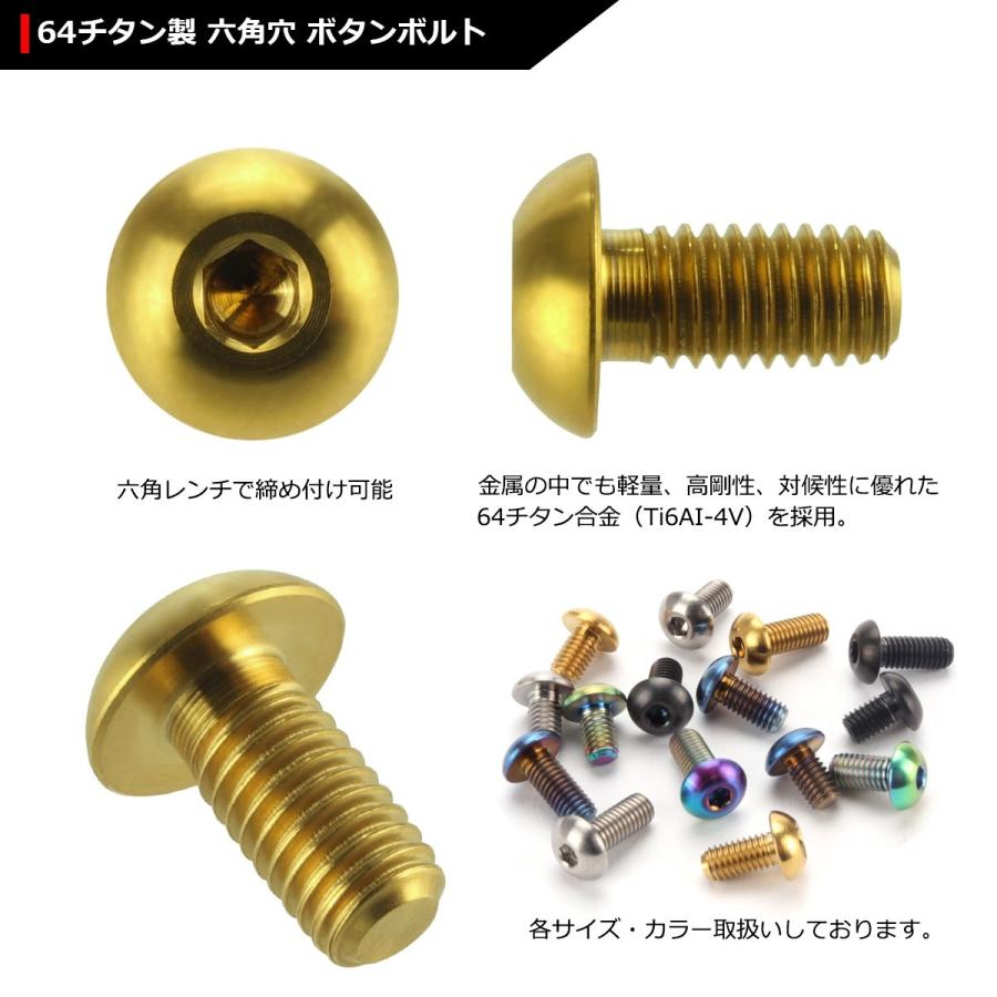64チタンボルト M5×10mm P0.8 トラスヘッド 六角穴付き ゴールドカラー 1個 JA587 | ブランド登録なし | 02