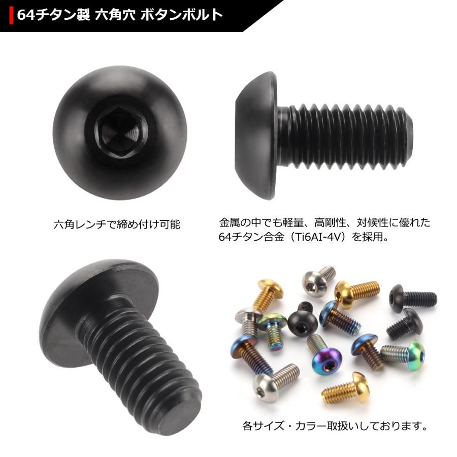 64チタンボルト M5×10mm P0.8 トラスヘッド 六角穴付き ブラック 1個 JA589 | ブランド登録なし | 02