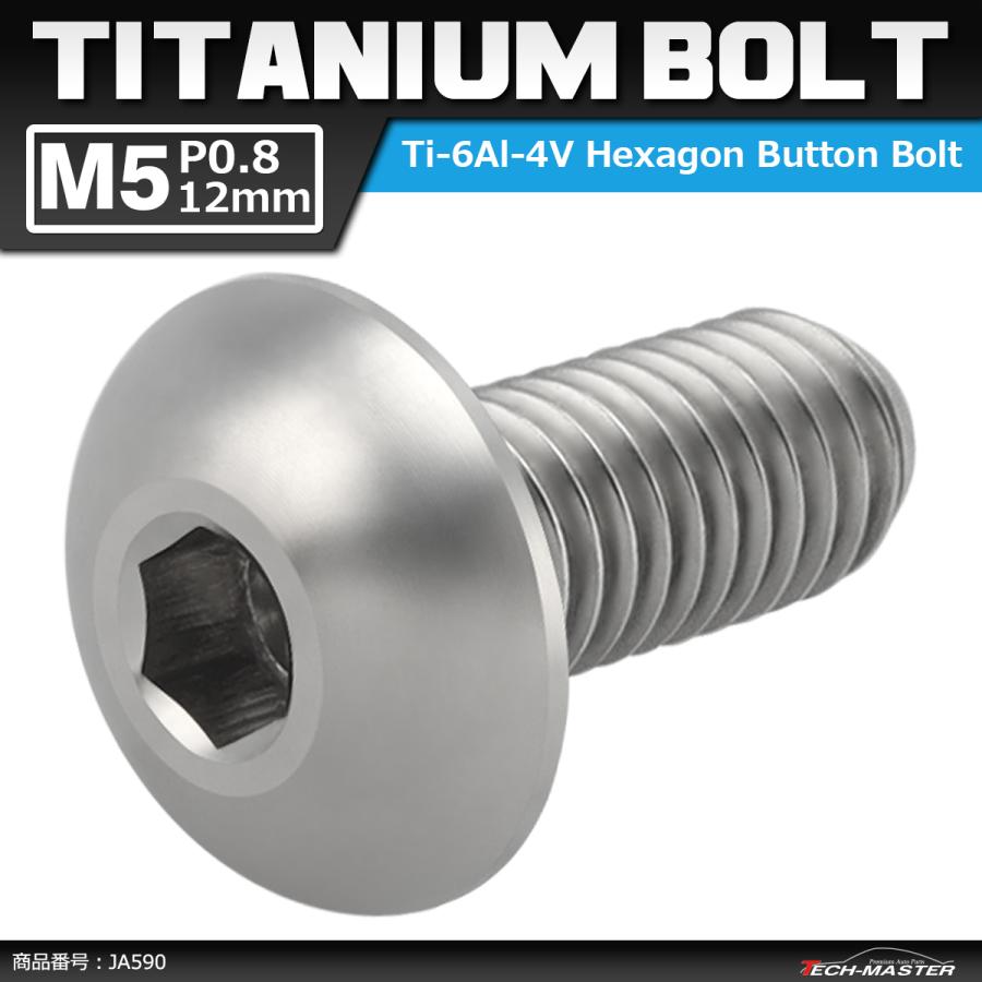 64チタンボルト M5×12mm P0.8 トラスヘッド 六角穴付き シルバーカラー 素地 1個 JA590 | ブランド登録なし