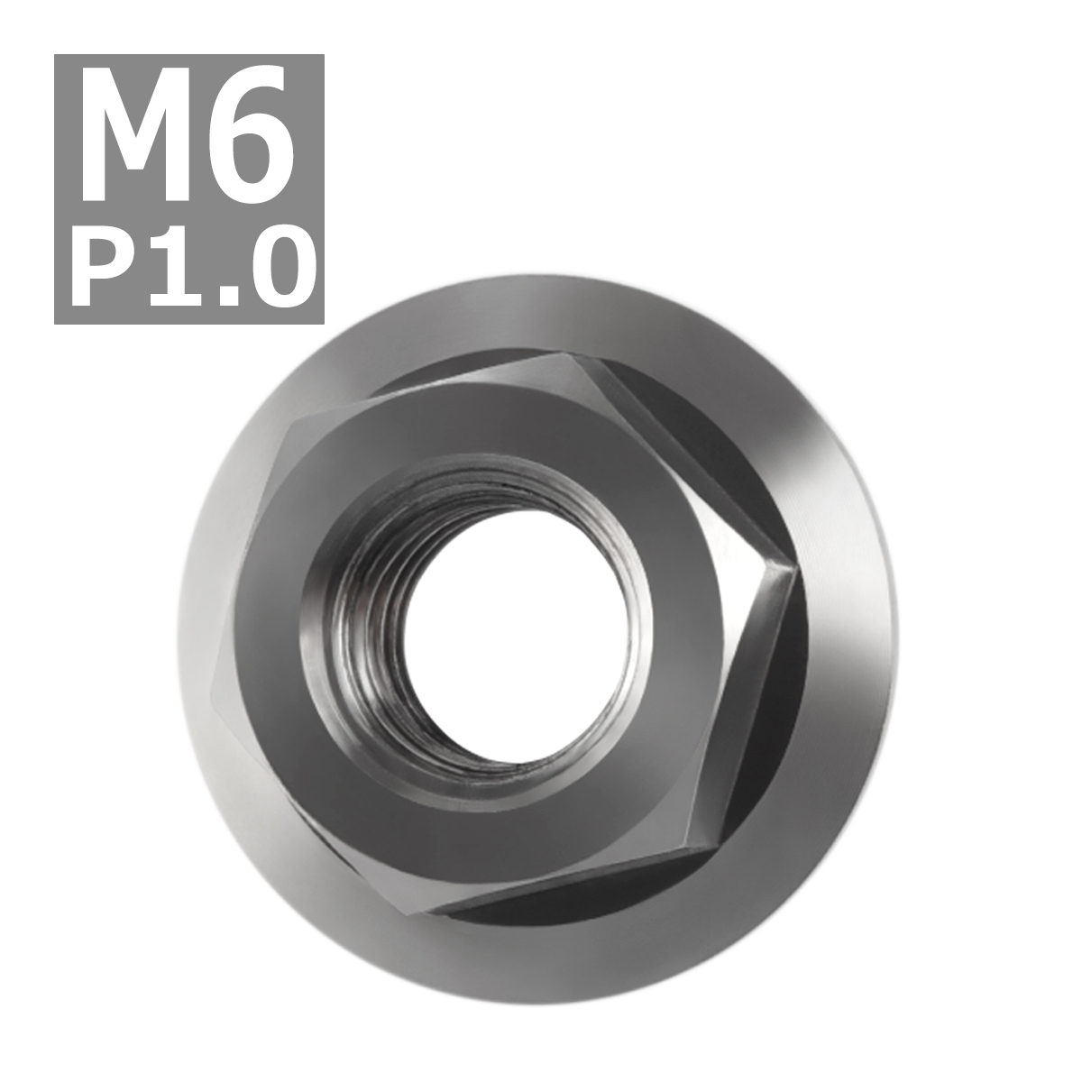 64チタンナット M6 P1.0 六角ナット デザインナット フランジ付き セレート無し シルバーカラー 素地 1個 JA596 | ブランド登録なし | 03