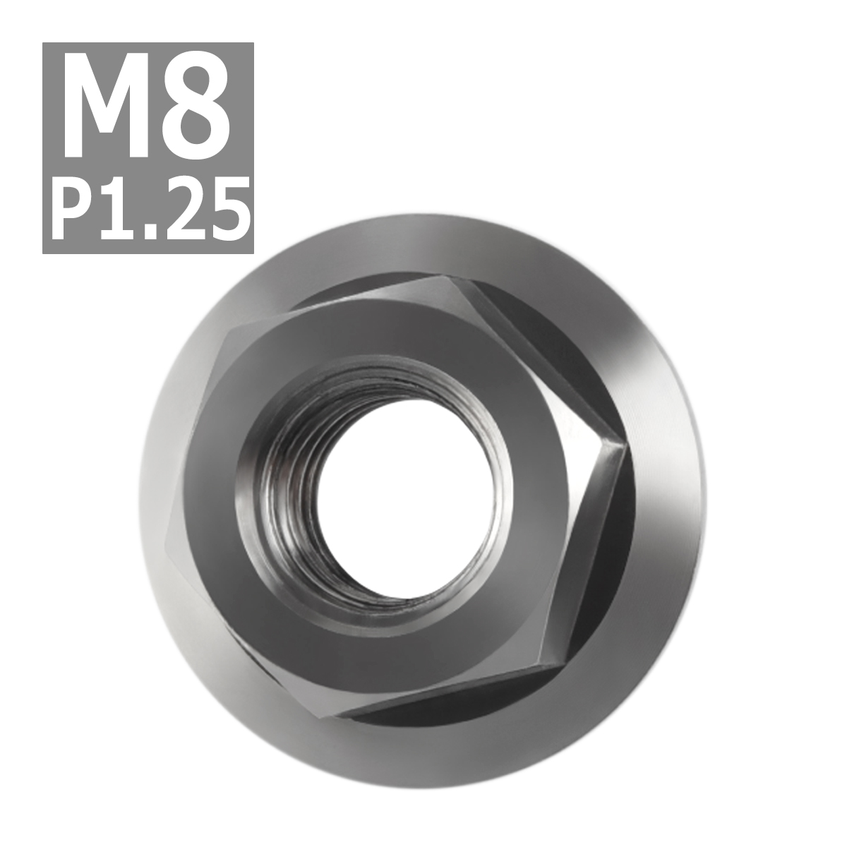 64チタンナット M8 P1.25 六角ナット デザインナット フランジ付き セレート無し シルバーカラー 素地 1個 JA597 | ブランド登録なし | 03