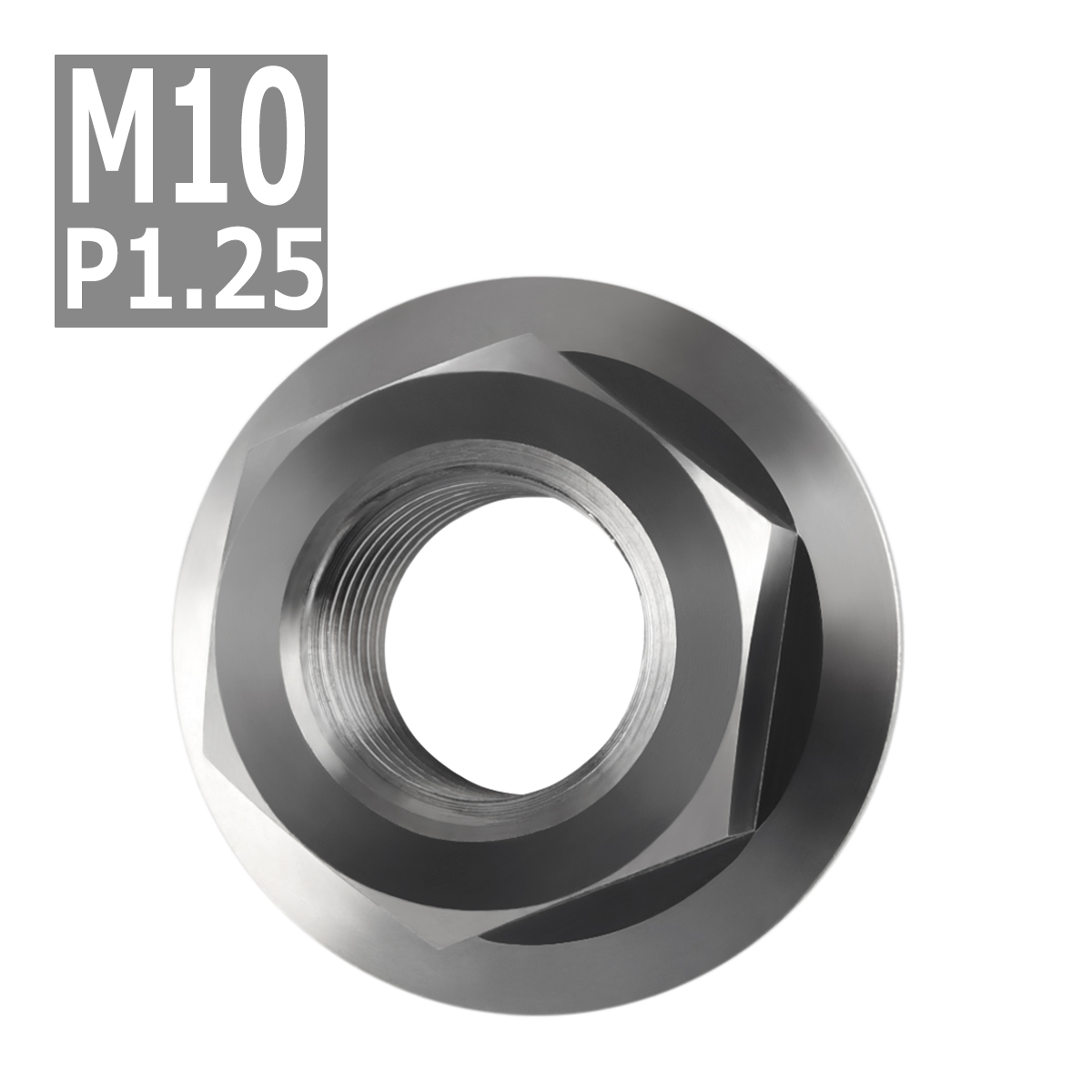 64チタンナット M10 P1.25 六角ナット デザインナット フランジ付き セレート無し シルバーカラー 素地 1個 JA598 | ブランド登録なし | 03
