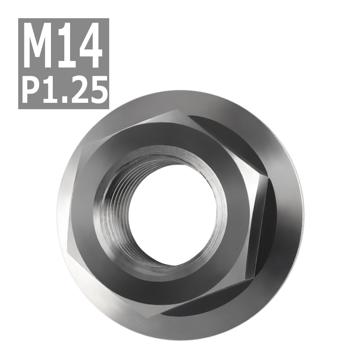 64チタンナット M14 P1.25 六角ナット デザインナット フランジ付き セレート無し シルバーカラー 素地 1個 JA600 | ブランド登録なし | 03