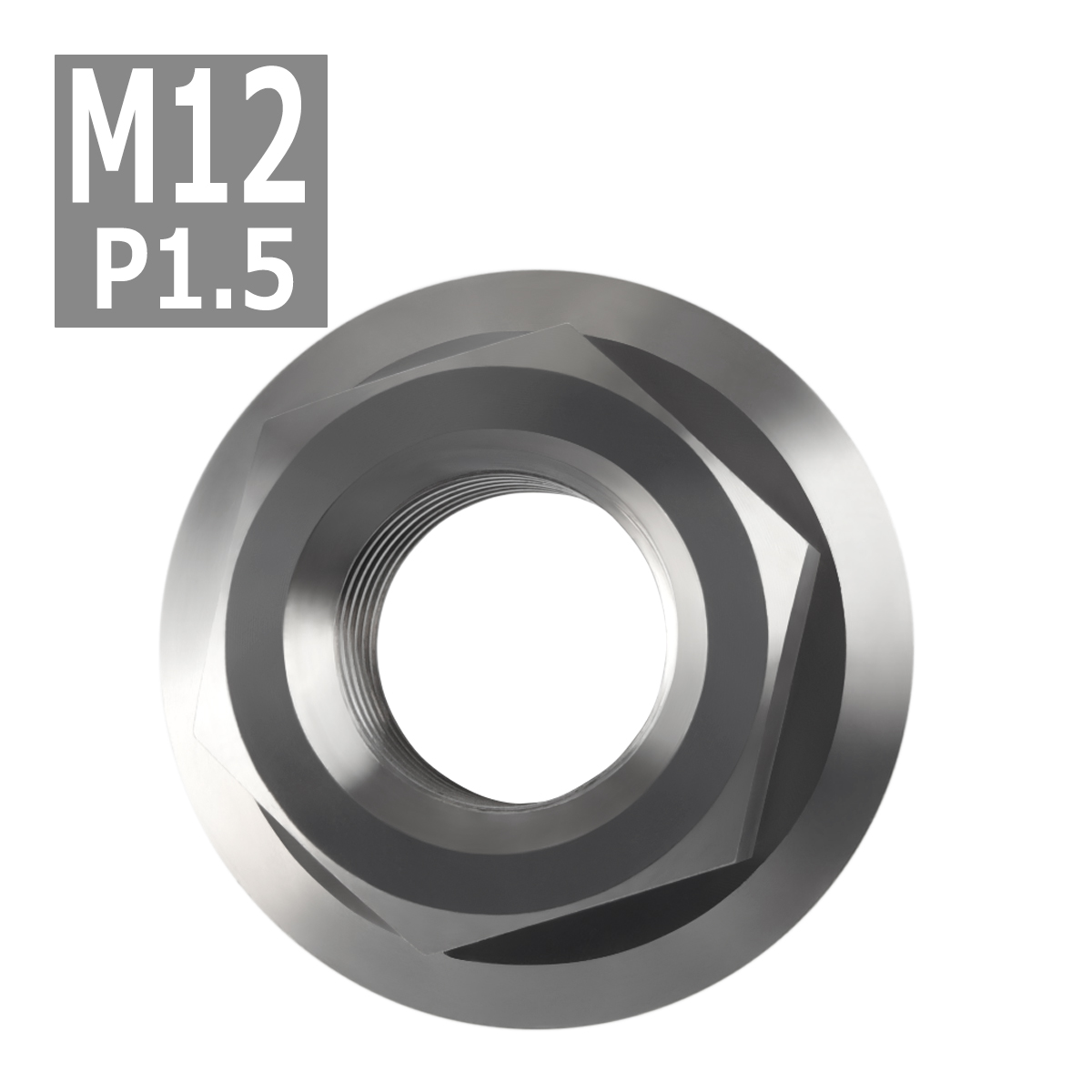 64チタンナット M12 P1.5 六角ナット デザインナット フランジ付き セレート無し シルバーカラー 素地 1個 JA601 | ブランド登録なし | 03