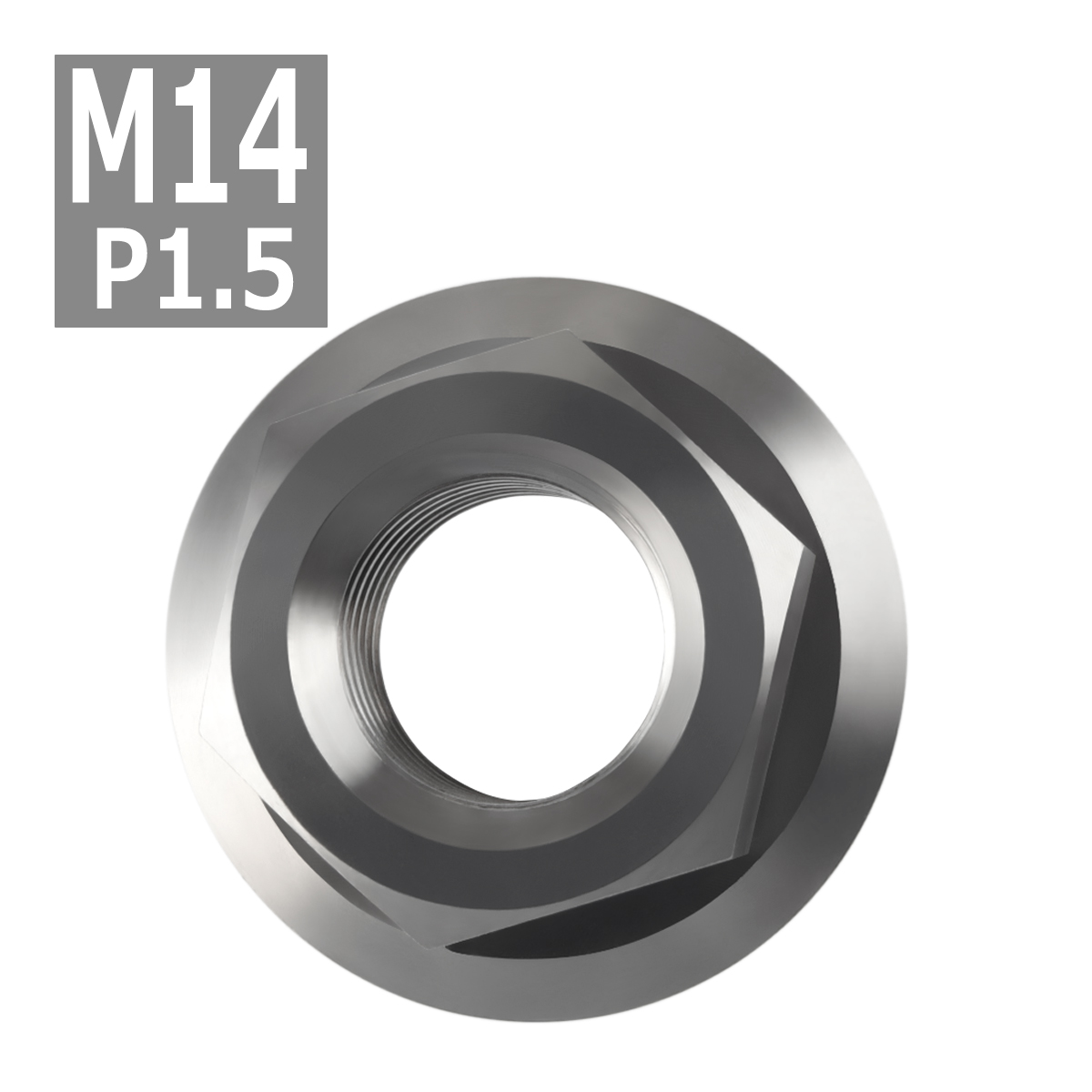 64チタンナット M14 P1.5 六角ナット デザインナット フランジ付き セレート無し シルバーカラー 素地 1個 JA602 | ブランド登録なし | 03