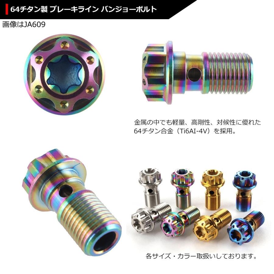 64チタンボルト バンジョーボルト M10 P1.0 シングル ブレーキライン 1本ホース用 トルクス穴付き 焼きチタンカラー ライトカラー 1個 JA609 | ブランド登録なし | 02