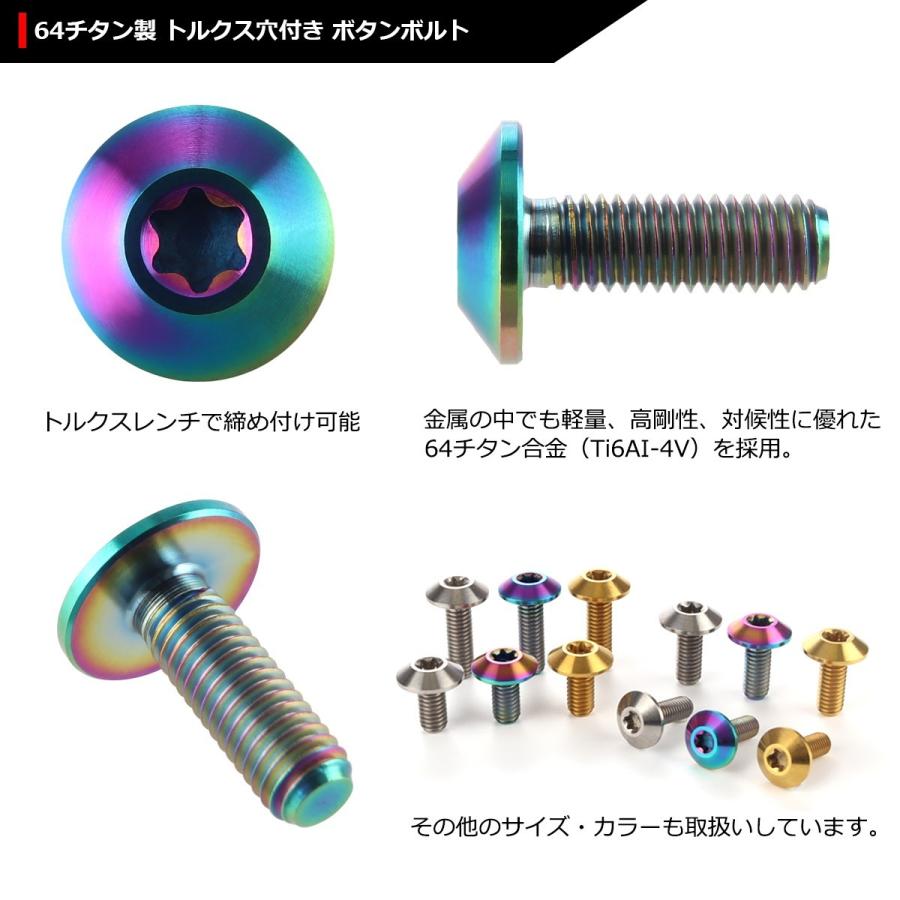 64チタンボルト M5×15mm P0.8 頭部径12mm テーパーヘッド トルクス穴 ボタンボルト 焼きチタンカラー 虹色 1個 JA623 | ブランド登録なし | 02