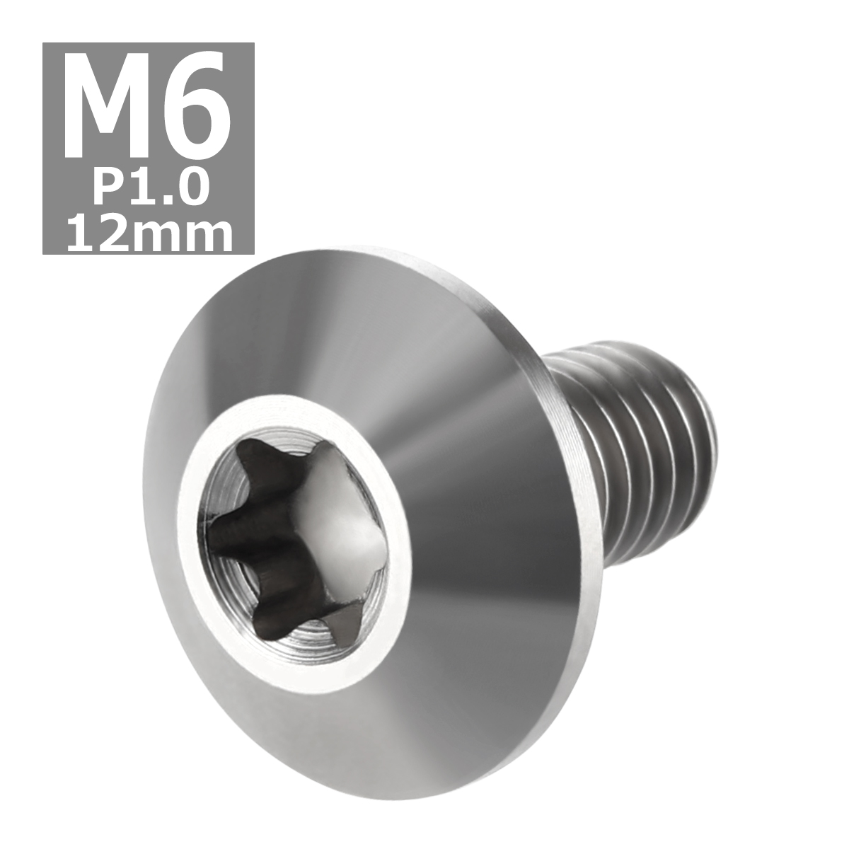 64チタンボルト M6×12mm P1.0 頭部径14mm テーパーヘッド トルクス穴 ボタンボルト シルバーカラー 素地 1個 JA625 | ブランド登録なし | 03