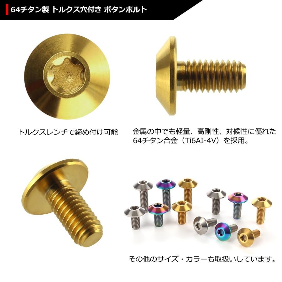 64チタンボルト M6×12mm P1.0 頭部径14mm テーパーヘッド トルクス穴 ボタンボルト ゴールドカラー 金色 1個 JA627 | ブランド登録なし | 02