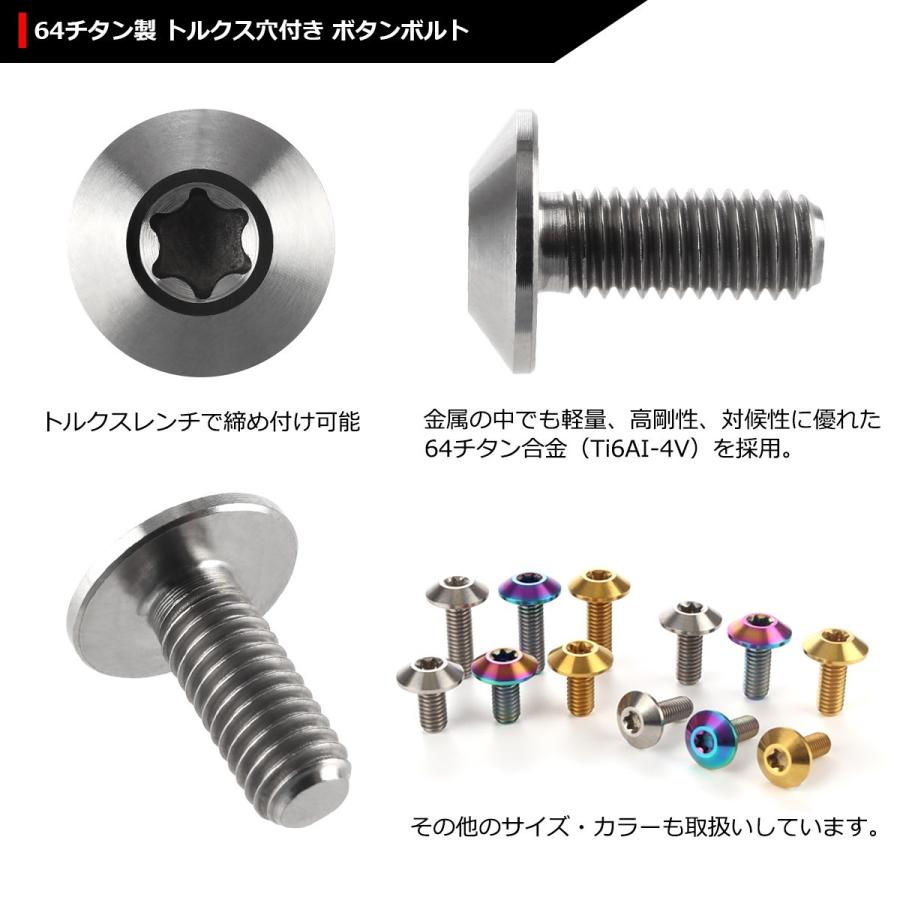 64チタンボルト M6×15mm P1.0 頭部径14mm テーパーヘッド トルクス穴 ボタンボルト シルバーカラー 素地 1個 JA628 | ブランド登録なし | 02
