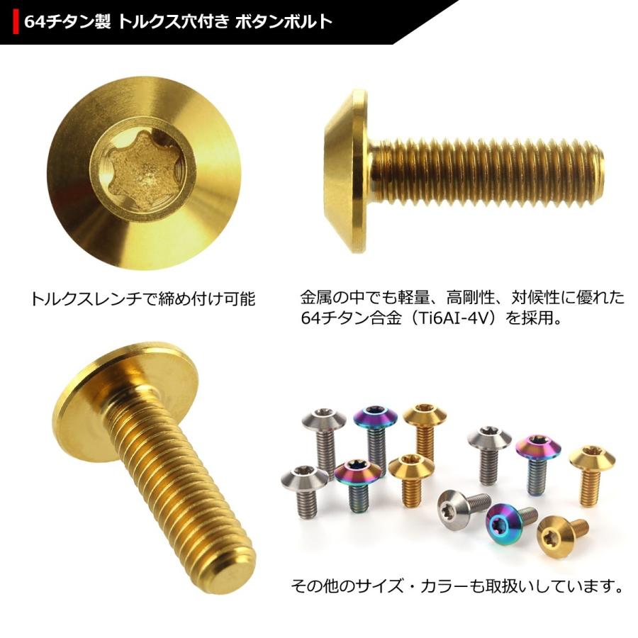 64チタンボルト M6×20mm P1.0 頭部径14mm テーパーヘッド トルクス穴 ボタンボルト ゴールドカラー 金色 1個 JA633 | ブランド登録なし | 02