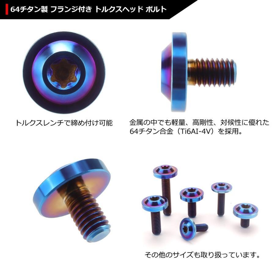64チタンボルト M6×10mm P1.0 トルクス穴 フランジ付き ボタンボルト 焼きチタンカラー ダークカラー 1個 JA654 | ブランド登録なし | 02