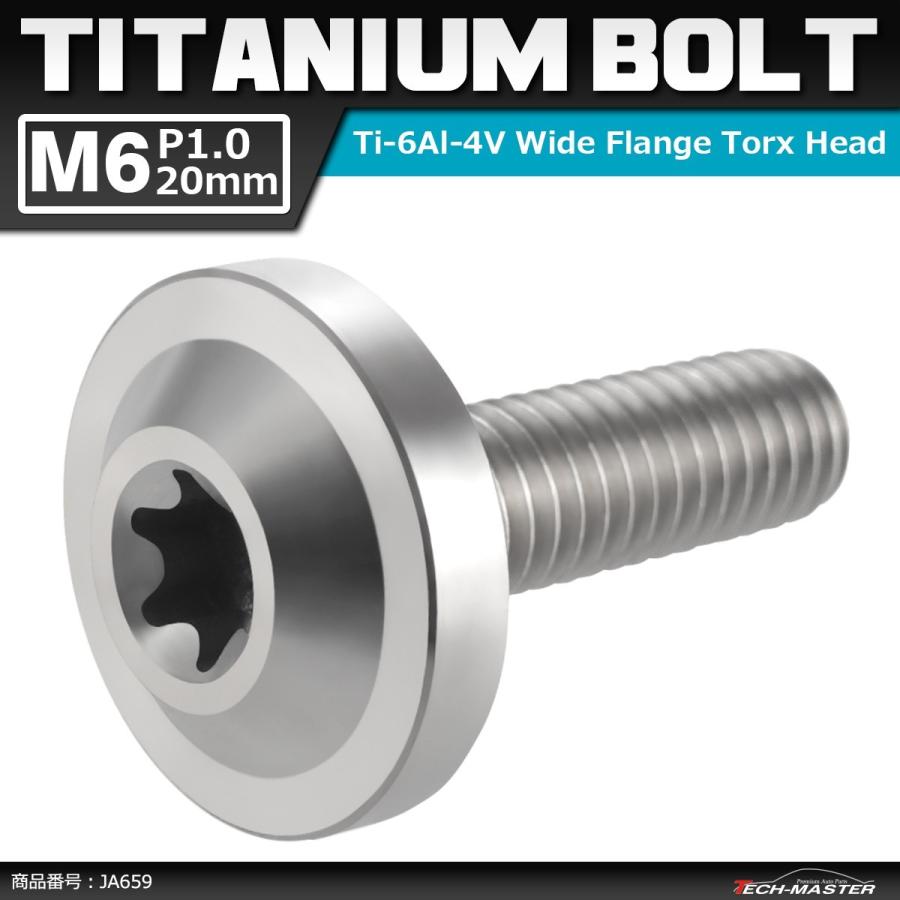 64チタンボルト M6×20mm P1.0 トルクス穴 フランジ付き ボタンボルト シルバーカラー 素地 1個 JA659 | ブランド登録なし