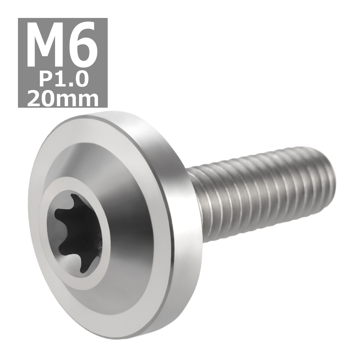 64チタンボルト M6×20mm P1.0 トルクス穴 フランジ付き ボタンボルト シルバーカラー 素地 1個 JA659 | ブランド登録なし | 03