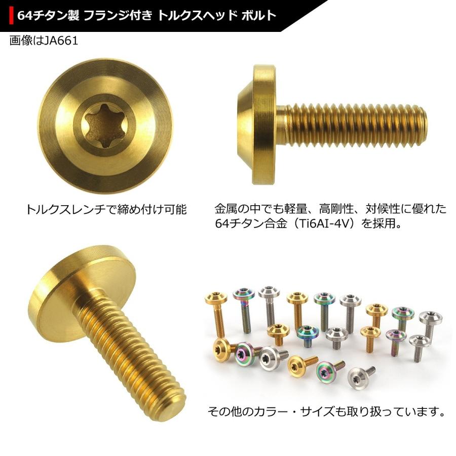 64チタンボルト M6×20mm P1.0 トルクス穴 フランジ付き ボタンボルト ゴールドカラー 1個 JA661 | ブランド登録なし | 02