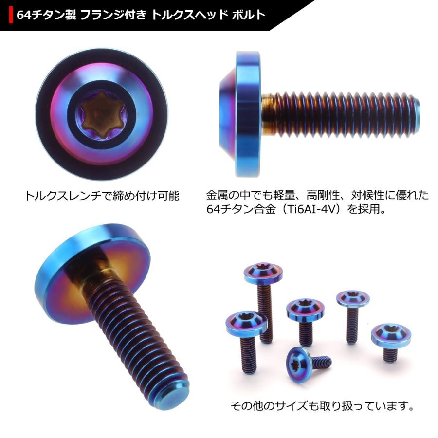 64チタンボルト M6×20mm P1.0 トルクス穴 フランジ付き ボタンボルト 焼きチタンカラー ダークカラー 1個 JA662 | ブランド登録なし | 02
