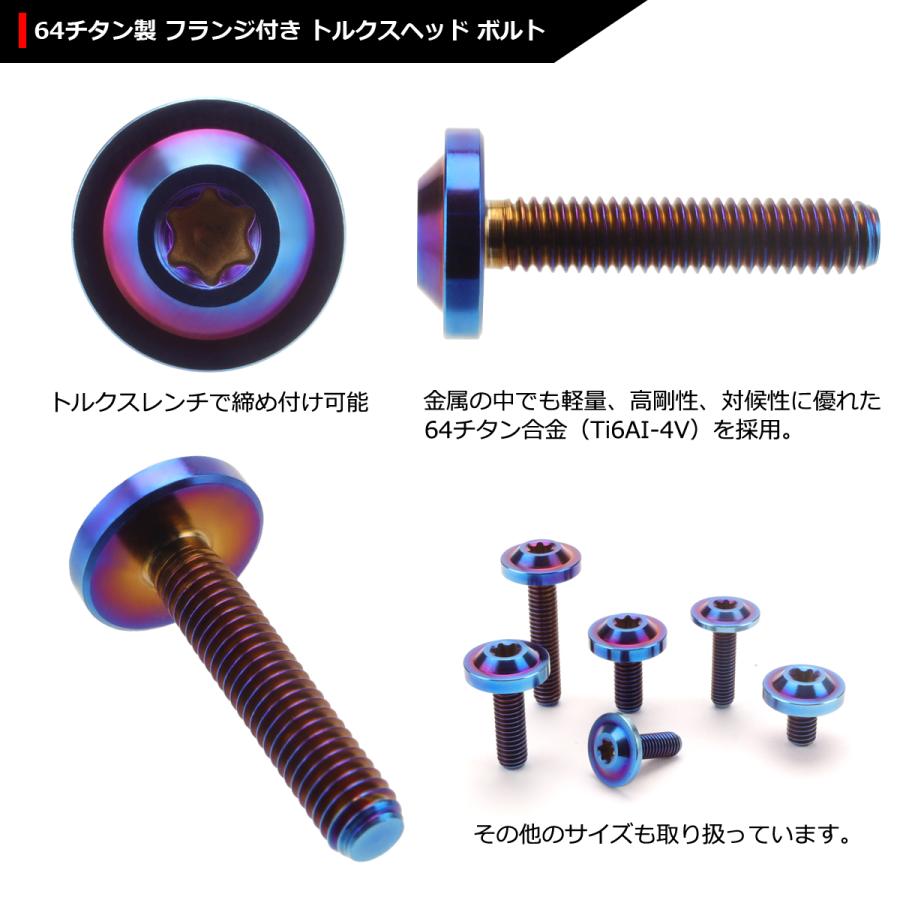 64チタンボルト M6×25mm P1.0 トルクス穴 フランジ付き ボタンボルト 焼きチタンカラー ダークカラー 1個 JA666 | ブランド登録なし | 02