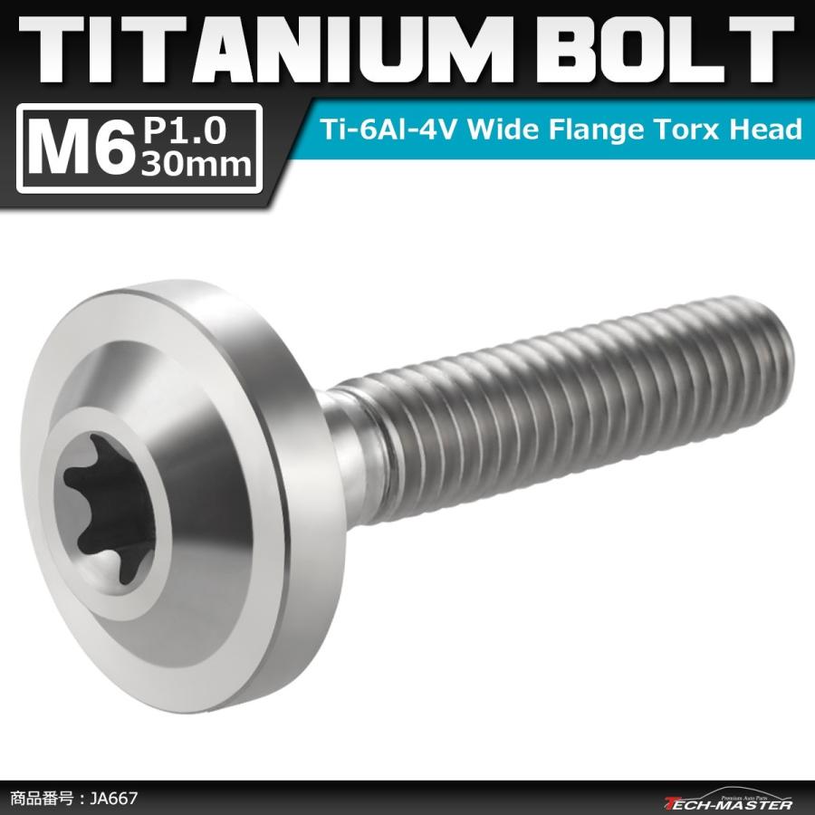 64チタンボルト M6×30mm P1.0 トルクス穴 フランジ付き ボタンボルト シルバーカラー 素地 1個 JA667 | ブランド登録なし