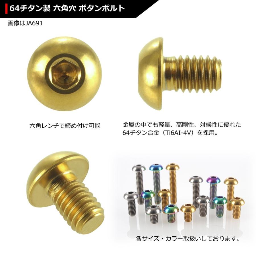 64チタンボルト M4×6mm P0.7 トラスヘッド 六角穴付き ボタンボルト ゴールドカラー 1個 JA691 | ブランド登録なし | 02