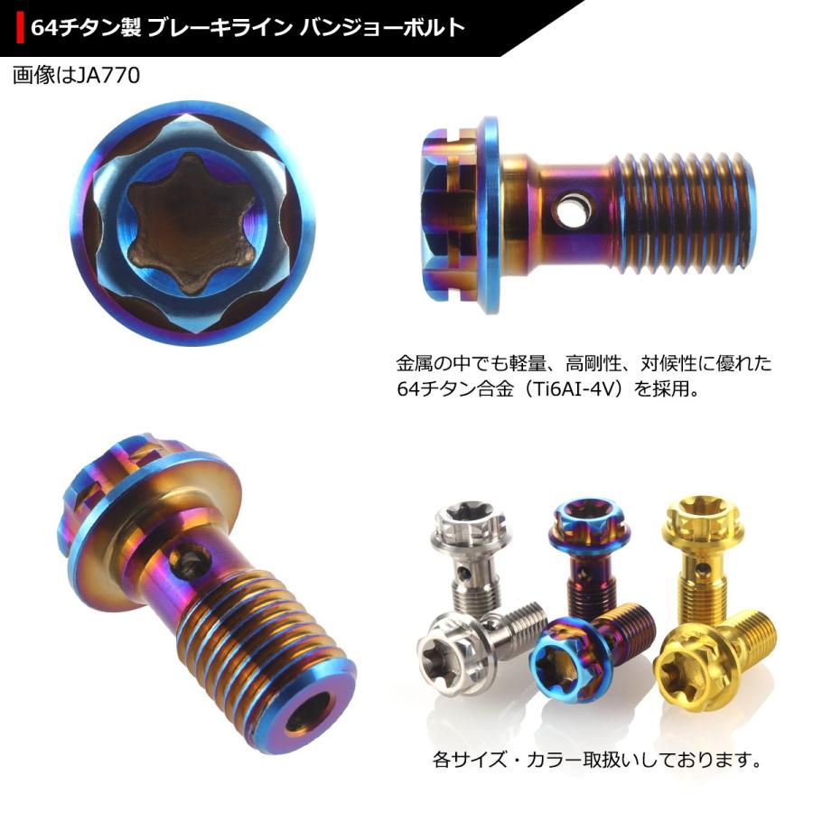 64チタンボルト バンジョーボルト M10 P1.25 シングル ブレーキライン 1本ホース用 トルクス穴付き 焼きチタンカラー ダークカラー 1個 JA773 | ブランド登録なし | 02