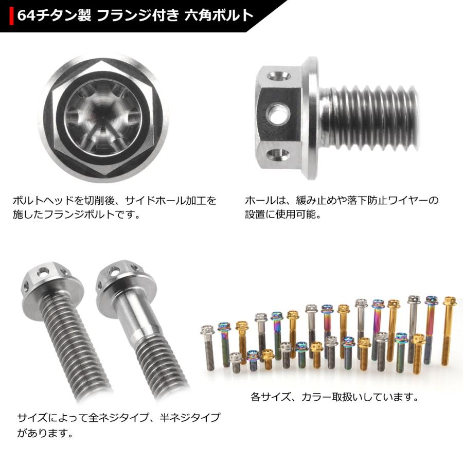 64チタンボルト M6×30mm P1.0 ホールヘッド 六角ボルト フランジ付 シルバーカラー 素地 1個 JA787｜tech｜03