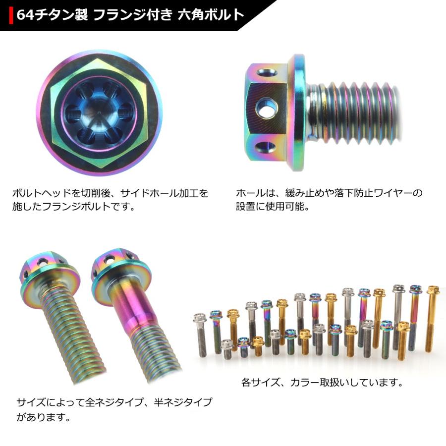 64チタンボルト M6×30mm P1.0 ホールヘッド 六角ボルト フランジ付 焼きチタンカラー ライトカラー 1個 JA788 | ブランド登録なし | 02