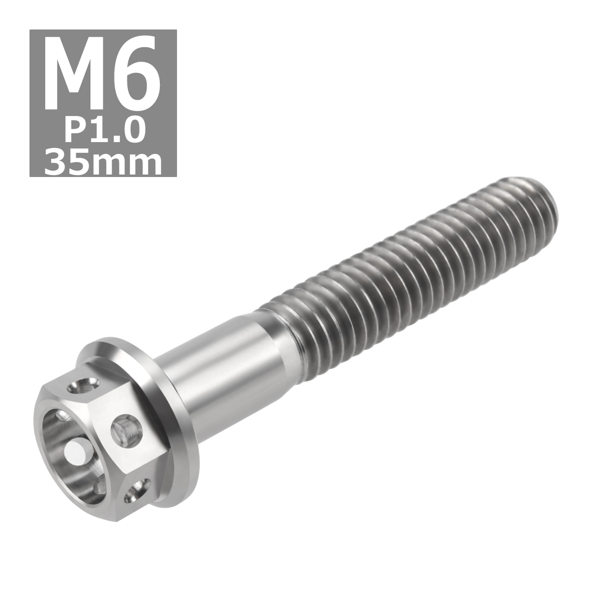 64チタンボルト M6×35mm P1.0 ホールヘッド 六角ボルト フランジ付 シルバーカラー 素地 1個 JA790 | ブランド登録なし | 03