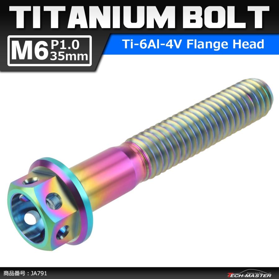 64チタンボルト M6×35mm P1.0 ホールヘッド 六角ボルト フランジ付 焼きチタンカラー ライトカラー 1個 JA791 | ブランド登録なし