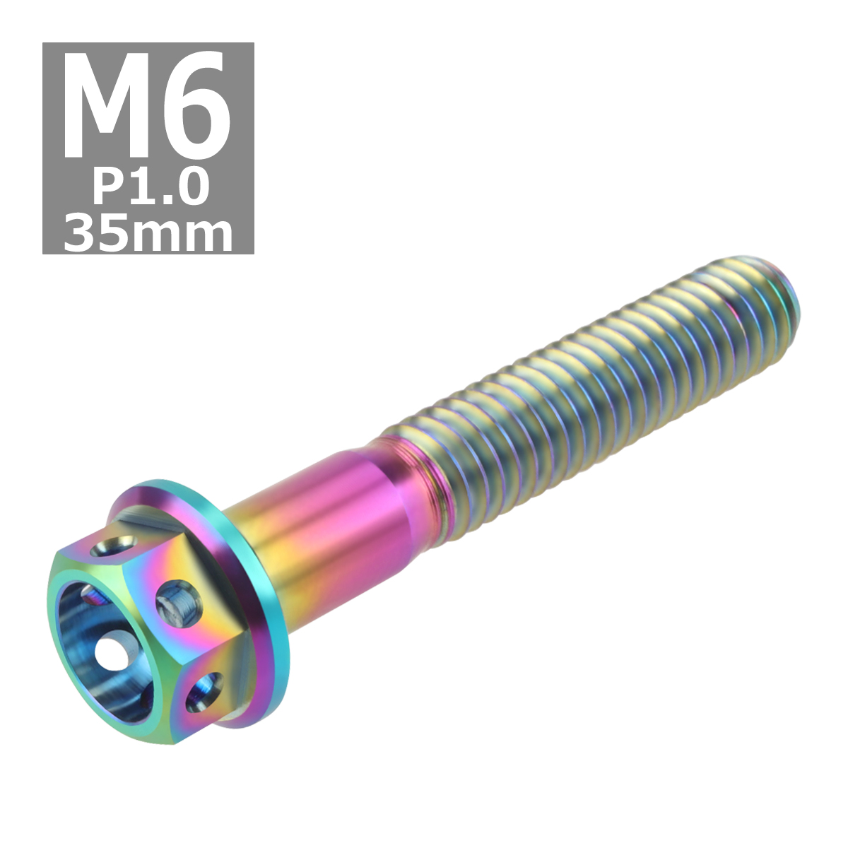 64チタンボルト M6×35mm P1.0 ホールヘッド 六角ボルト フランジ付 焼きチタンカラー ライトカラー 1個 JA791 | ブランド登録なし | 03