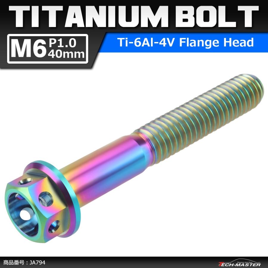 64チタンボルト M6×40mm P1.0 ホールヘッド 六角ボルト フランジ付 焼きチタンカラー ライトカラー 1個 JA794 | ブランド登録なし