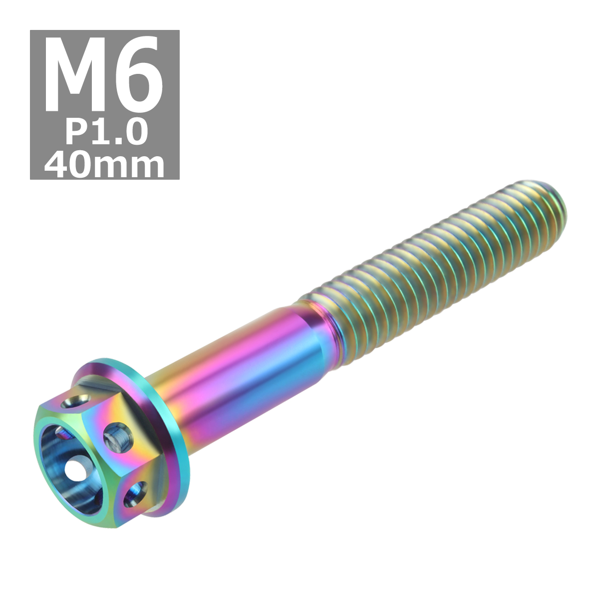 64チタンボルト M6×40mm P1.0 ホールヘッド 六角ボルト フランジ付 焼きチタンカラー ライトカラー 1個 JA794 | ブランド登録なし | 03
