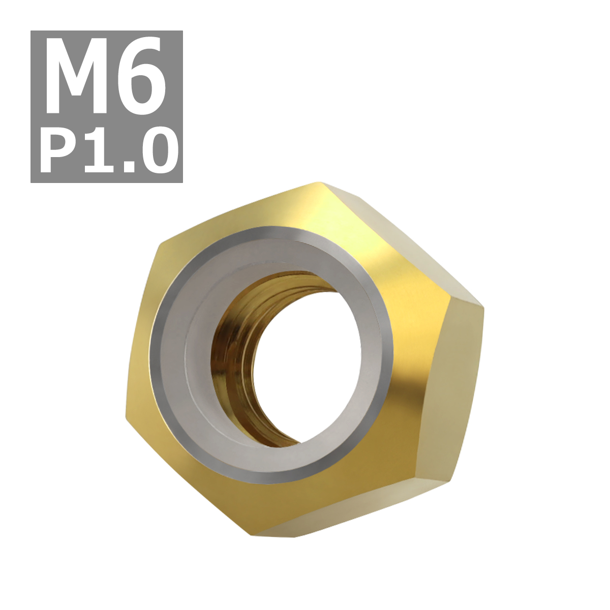 64チタンナット M6 P1.0 六角ナット ナイロンナット ゆるみ止め内蔵 ゴールドカラー 1個 JA838 | ブランド登録なし | 03