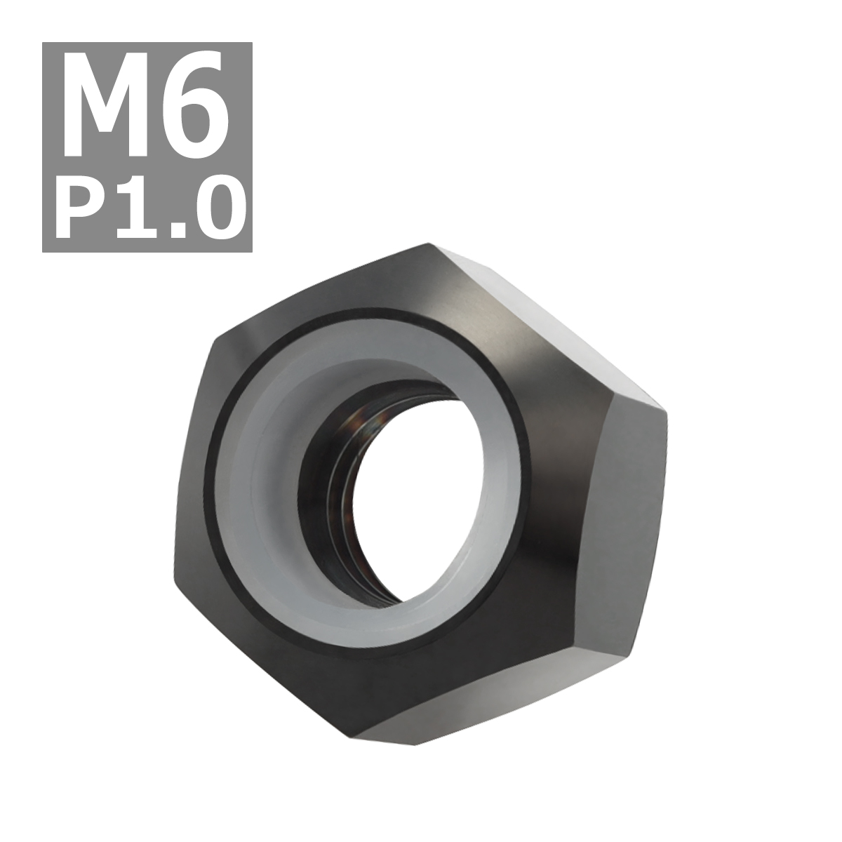 64チタンナット M6 P1.0 六角ナット ナイロンナット ゆるみ止め内蔵 ブラック 1個 JA840 | ブランド登録なし | 03