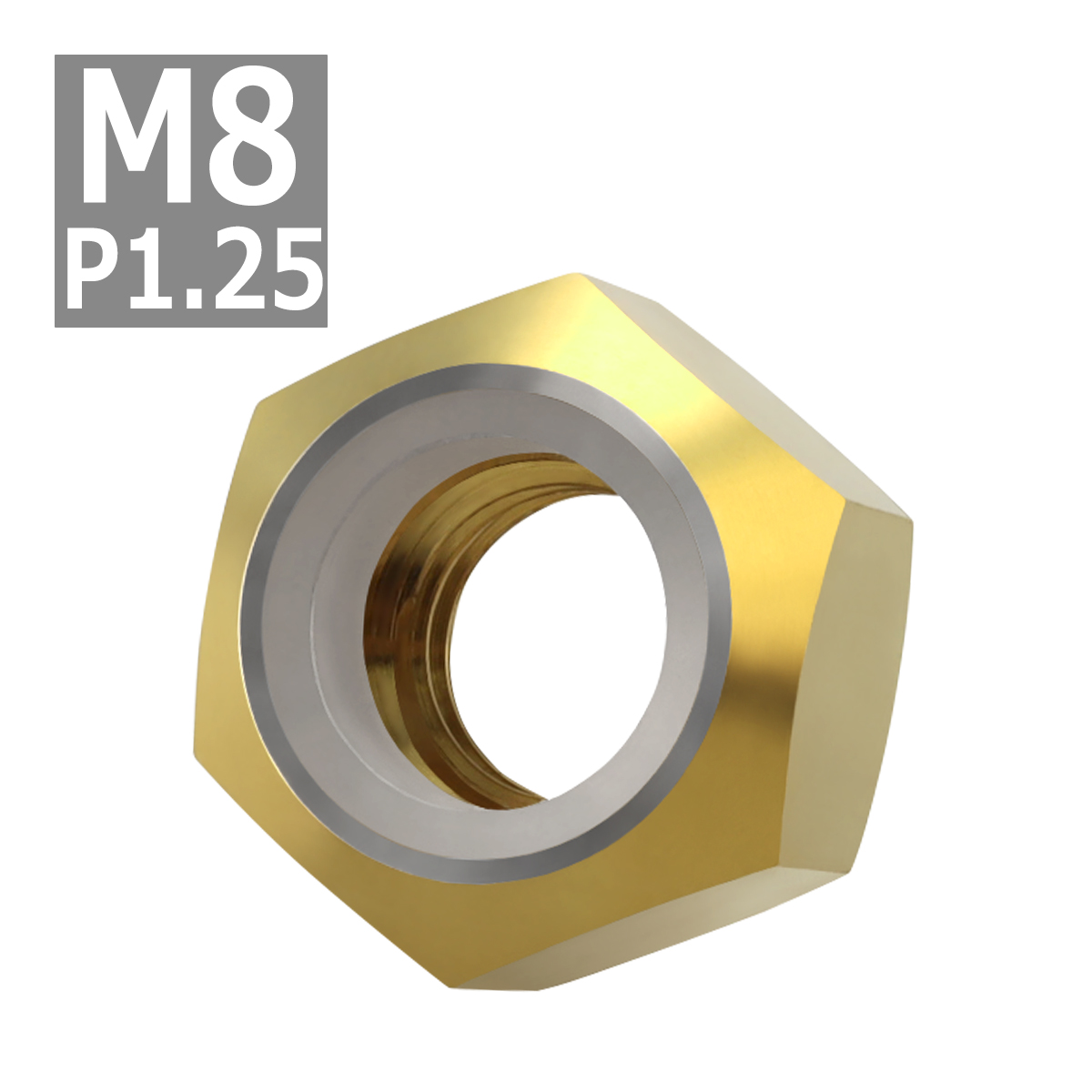 64チタンナット M8 P1.25 六角ナット ナイロンナット ゆるみ止め内蔵 ゴールドカラー 1個 JA843 | ブランド登録なし | 03