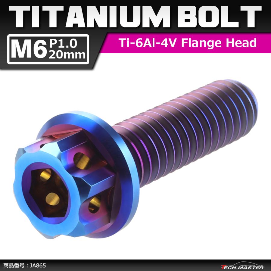 64チタンボルト M6×20mm P1.0 ヘキサゴン ホールヘッド 六角ボルト フランジ付き 六角穴付き 焼きチタンカラー 1個 JA865 | ブランド登録なし