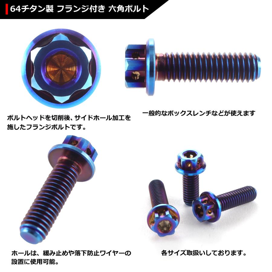 64チタンボルト M6×20mm P1.0 ヘキサゴン ホールヘッド 六角ボルト フランジ付き 六角穴付き 焼きチタンカラー 1個 JA865 | ブランド登録なし | 02